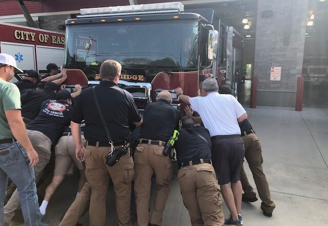 Firefighters Celebrate New Engine with ‘Push-In’ Ceremony